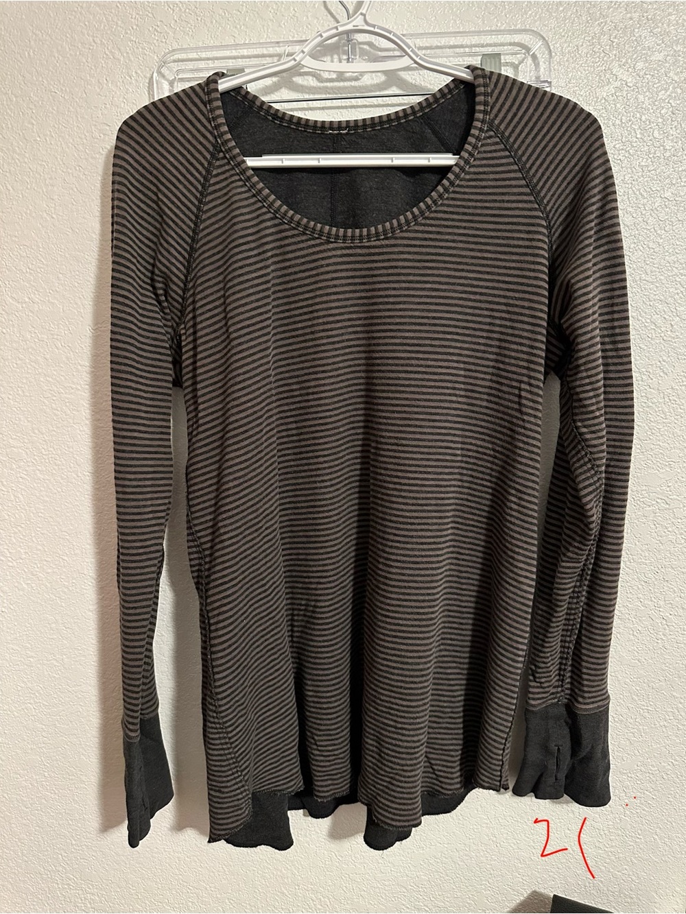 Lululemon Women's Striped Long-Sleeve Scoop Neck Tee - black and brown